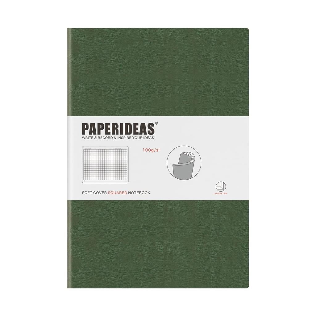 PAPERIDEAS Notebook, B5, Soft Cover (Grid, Olive Green)