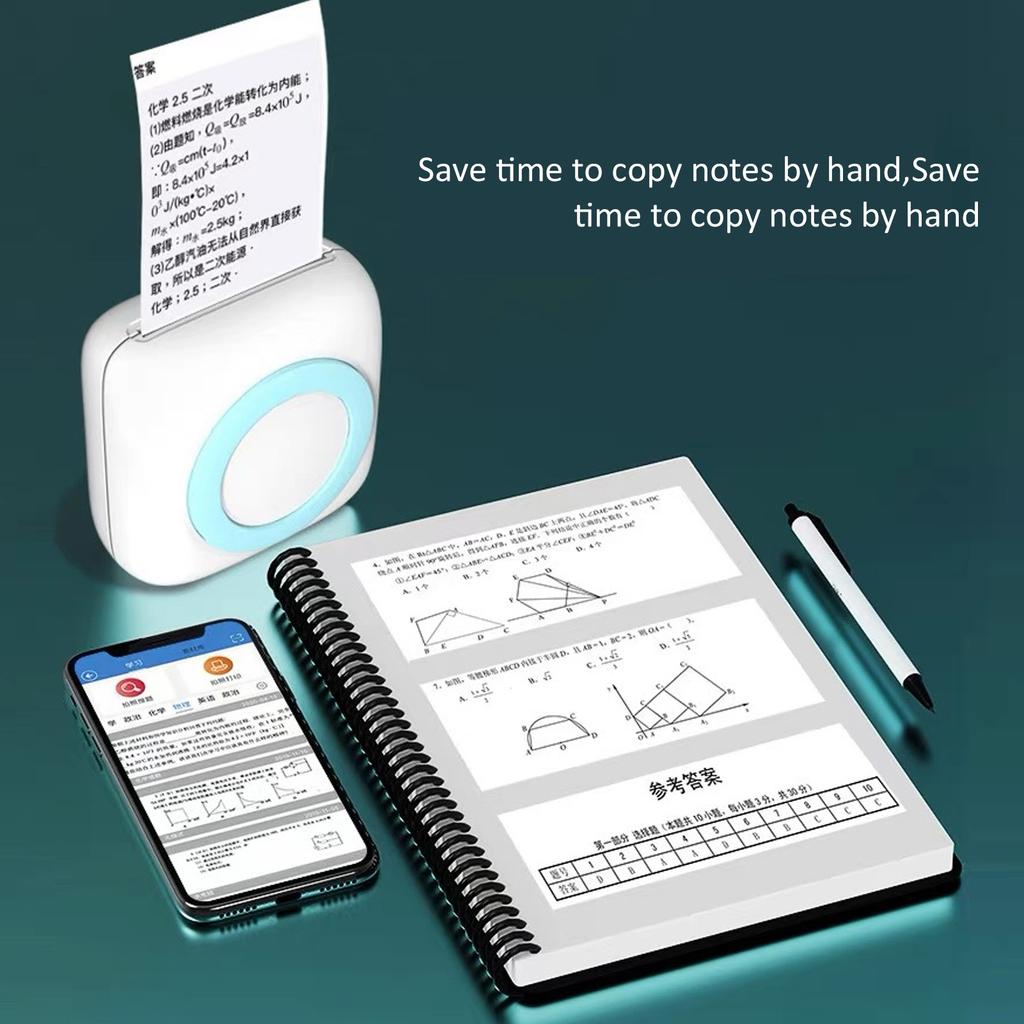 Printer 200DPI Portable 8.8x8.5x3.7cm TypeC Thermal Printing Device with 800mAh Battery(Pink )