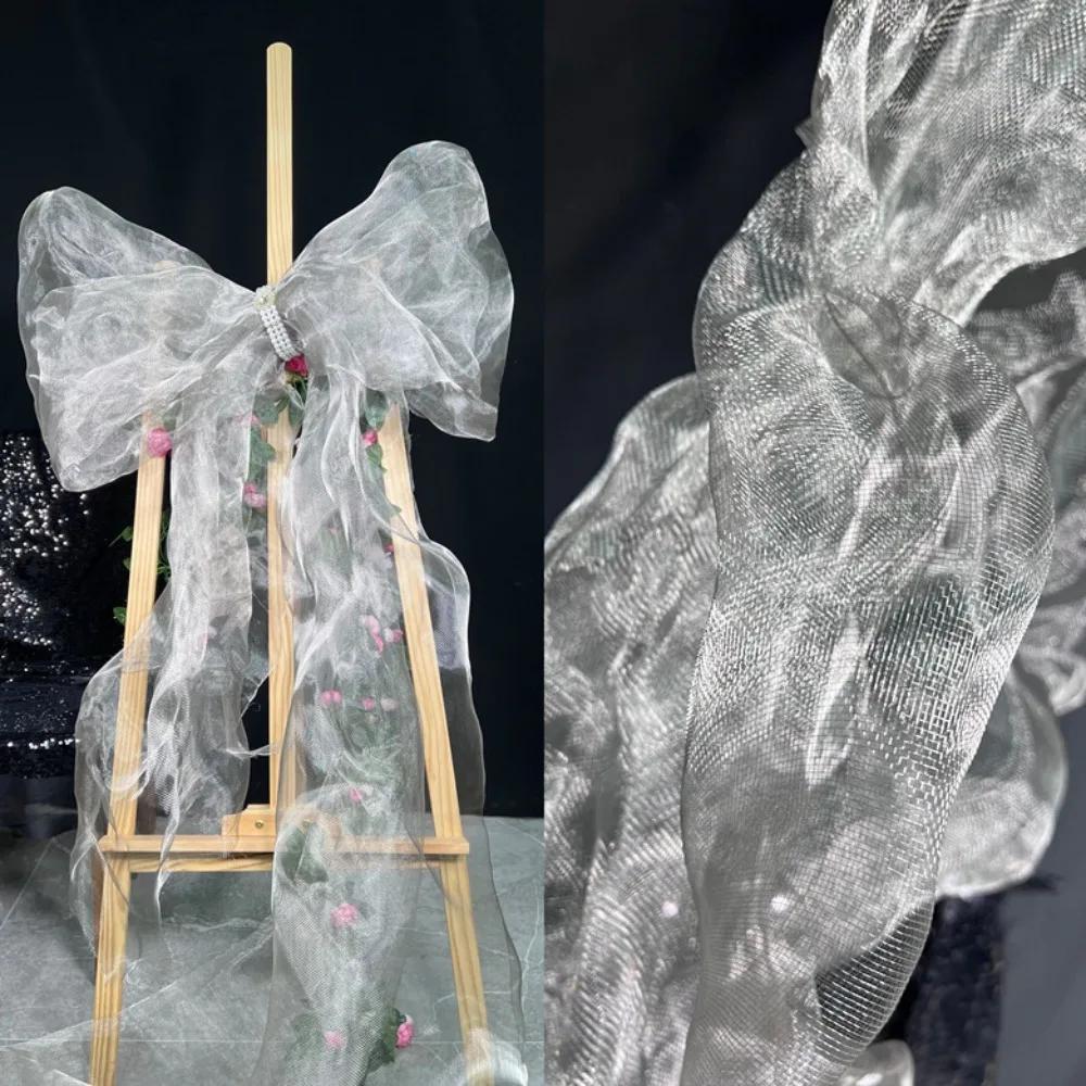 Cloud Fog Mesh Bright Organza Fabric DIY Decoration Art Background Shapeable Wire Mesh Texture Pleated Shape