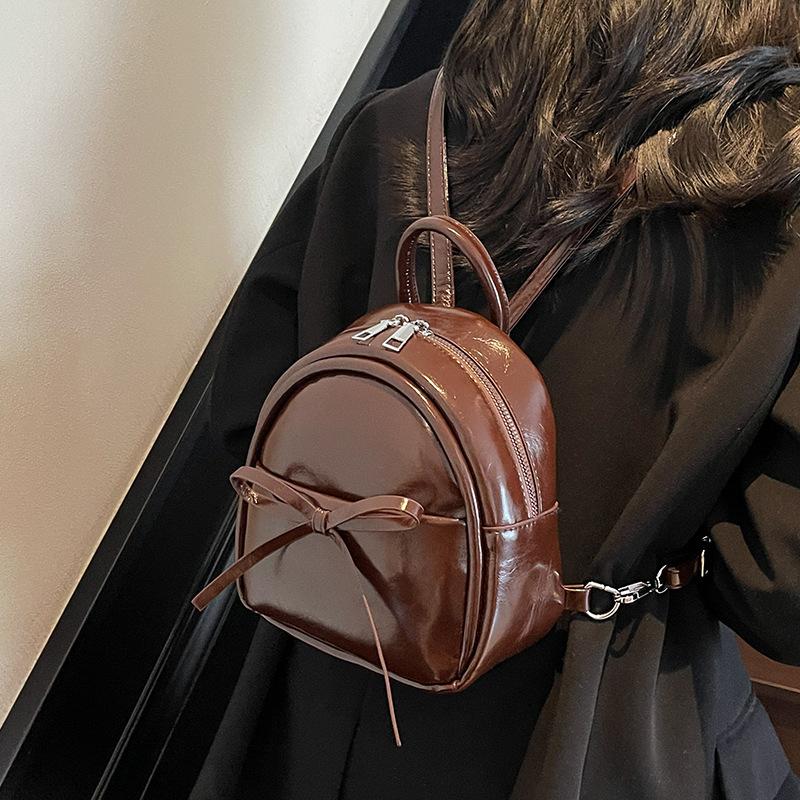 2025 Summer New Korean Version Bow Mini Backpack Niche Design Retro Premium Texture Handbag