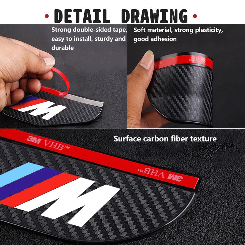 BBKO9 2PCS Car Rearview Mirror Rain Eyebrow Side Snow Sun Visor For BMW M 1 3 4 5 6 7 Series X1 X3 X4 X5 G20 G38 F48 E36 E39