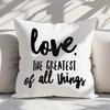 "Love, The Greatest Of All Things" Pillow Cover 2D Printed Polyester Sofa Cushion Case – Inspirational Home Decor Gift