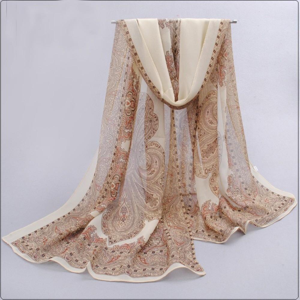 160*50cm Long Wrap Shawl Sunscreen Beach Gauze Scarf Elegant Chiffon Scarf for Women