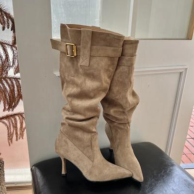 Fashion Winter Pointed Toe Women Knee High Boots Fashion Long Booties Designer Thin High Heels Stripper Shoes Botas Mujer