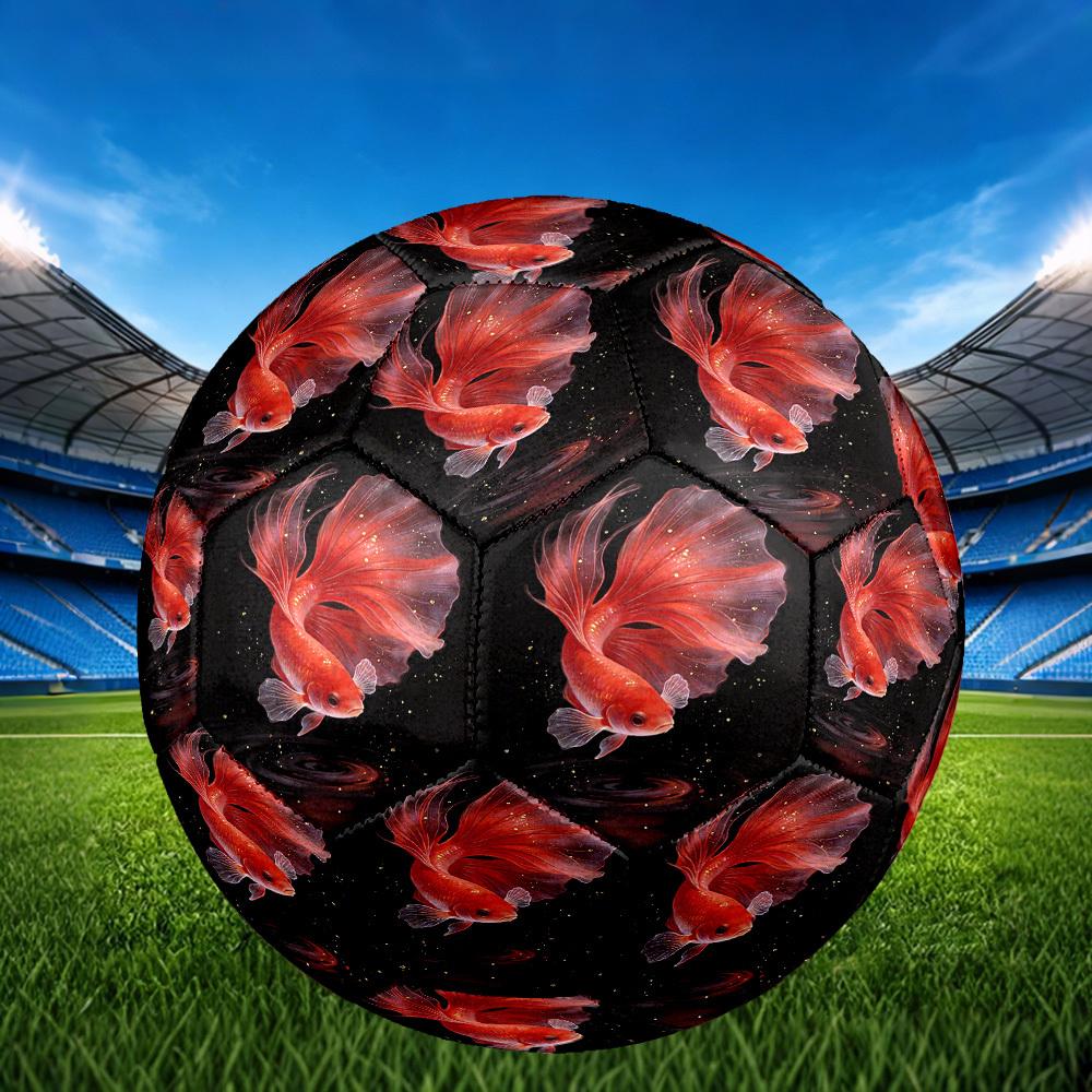 1pc Golden Fish Dance Theme Soccer Ball Football, Size 5, Lightweight PVC, Outdoor Training Soccer Ball,Gift c65149