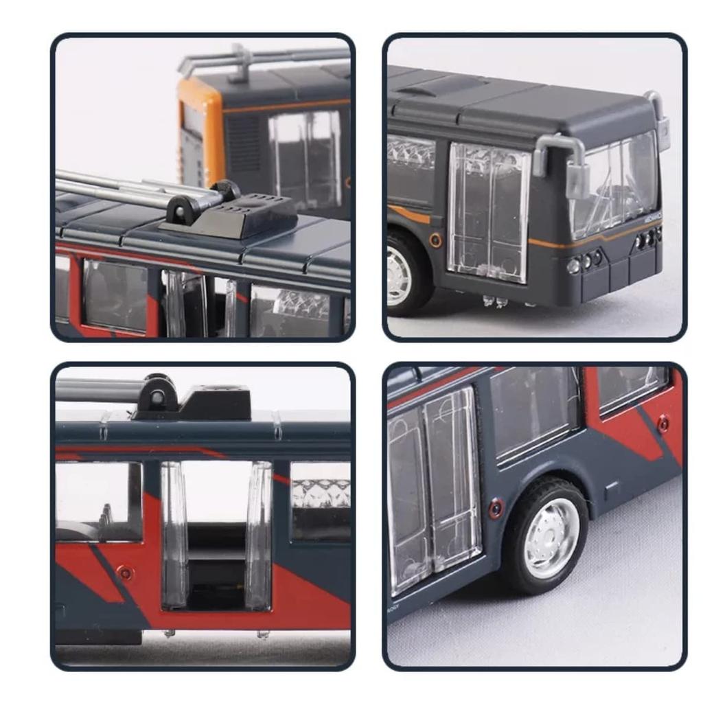 Metal Die-Cast Alloy Light Rail Pull Back Train Engine Toy Retro Model Tram,Fall-Resistant Desktop Decor Pull Back Door Openable 7 Inches Train Kids