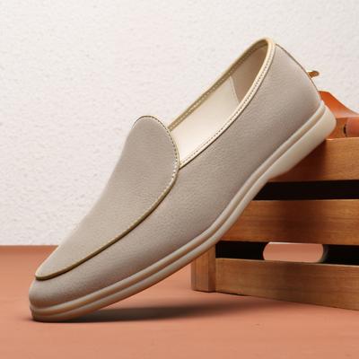 Mens Loafers Shoes Suede Slip On Mocasines Casual Dress Man’s Shoes Wedding Office White Leather Shoes