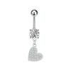 Fashion Heart Stainless Steel Belly Button Ring Shiny Zircon Dangle Navel Ring For Women Sexy Body Piercing Beach Jewelry