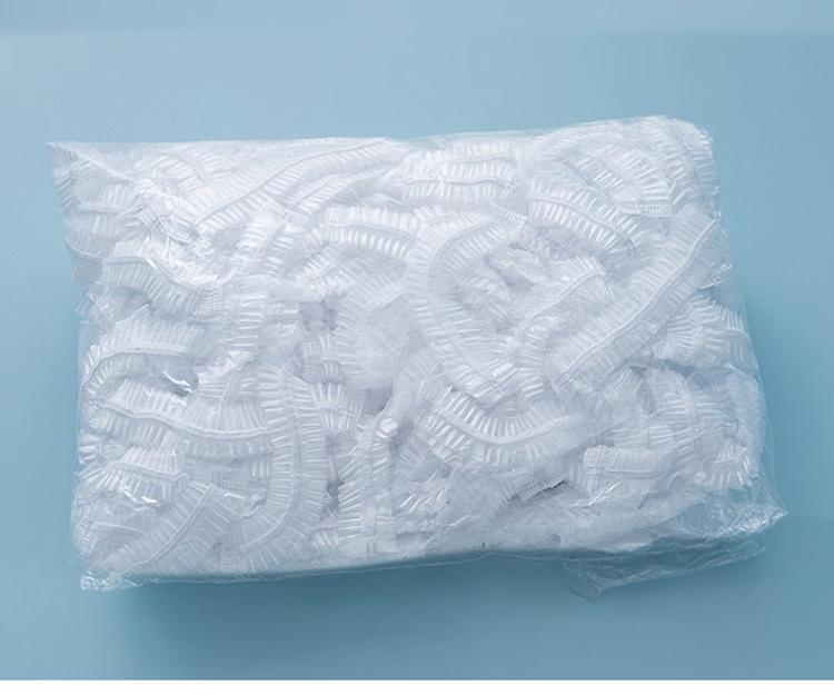 100pcs Plastic Waterproof Clear Hair Caps Shower Caps Multi-Purpose Thickening Elastic Bath Cap Home Hair Salon Portable Use