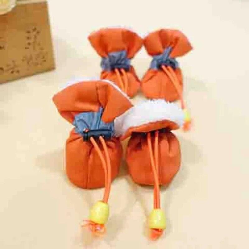 4pcs/Set Thicken Waterproof Dog Shoes Anti-slip Rain Snow Boot Warm Footwear Outdoor Walking for Small Cats Puppy Socks Booties