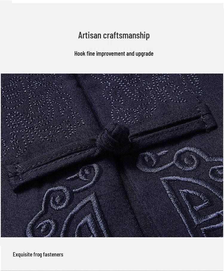 Men's Long-Sleeve Tang Suit Hanfu Set - Chinese Style Father's Birthday Outfit