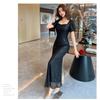 Solid color evening dress skirt women's high-end toasting clothes light luxury sequins niche banquet host fishtail dress