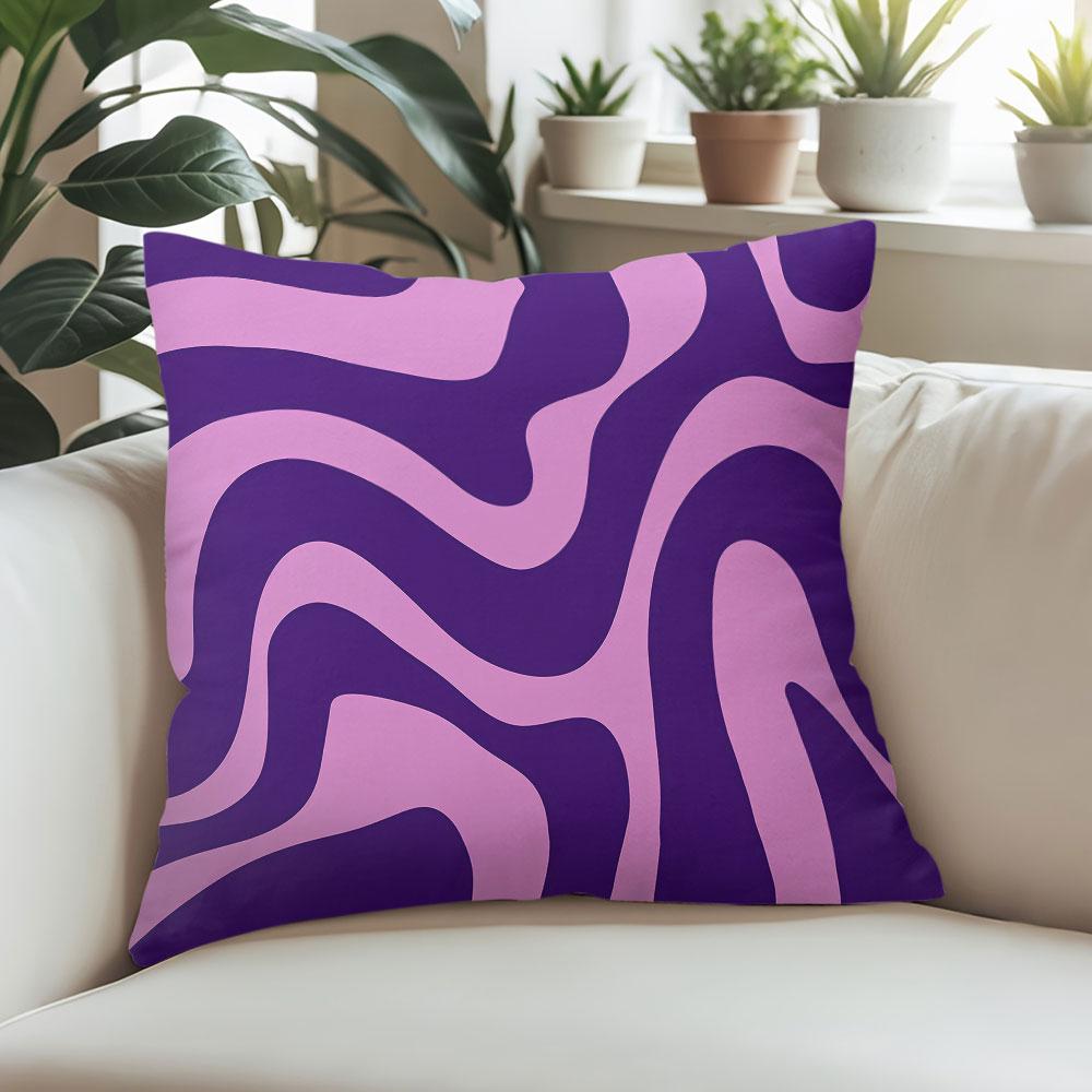 Lilac Wave Square Jacquard Pillow Cover for Sofa Office Waist Cushion Cover Home Decorative Pillowcase