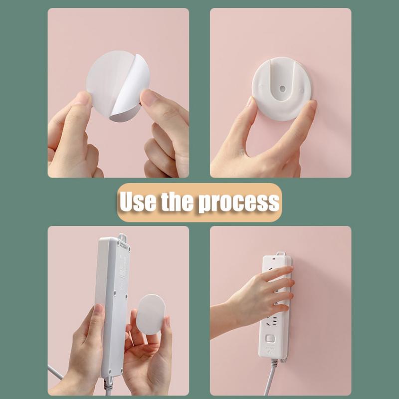 Wall-mounted Holder Storage Hook Punch-free Plug Racks Extension Sockets Fixer Cable Wire Organizer Seamless Power Strip Holder