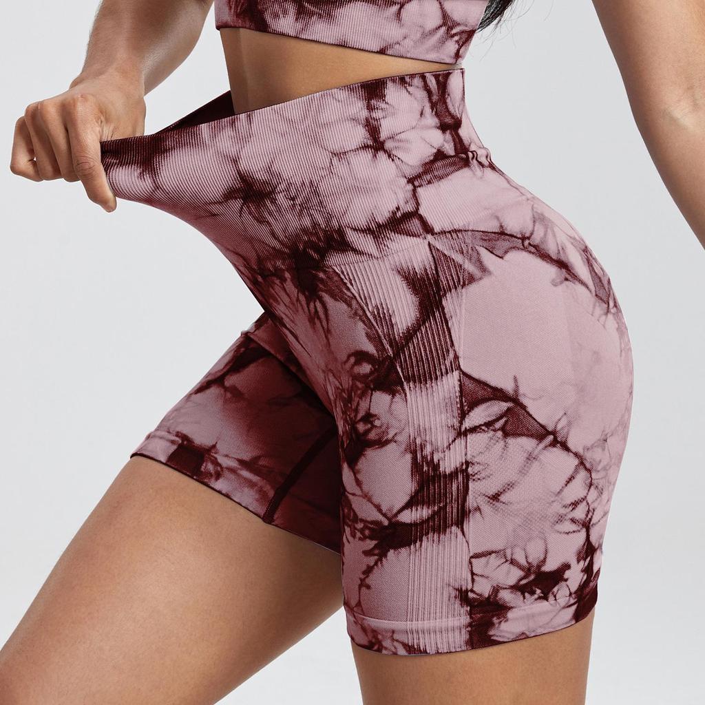 Women's Tie-Dye Seamless High-Waisted Yoga Shorts - Summer Fitness Sportswear