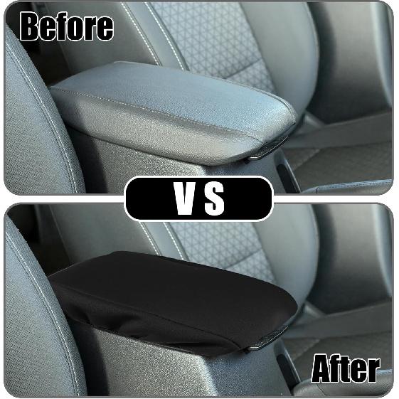 Center Console Seat Armrest Cover - Car Inner Seat Armrest Lid Storage Covers Trim - for Ford Escape 2017-2019 Neoprene Fabric Black - 1 Pc