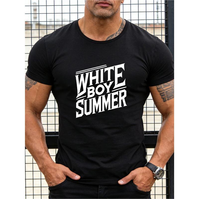 Men's Boy Summer Bold Slogan T-Shirt - Crew Neck Short Sleeve Tee with Streetwear Graphic Print, Machine Washable Casual Top Suitable for - Wear