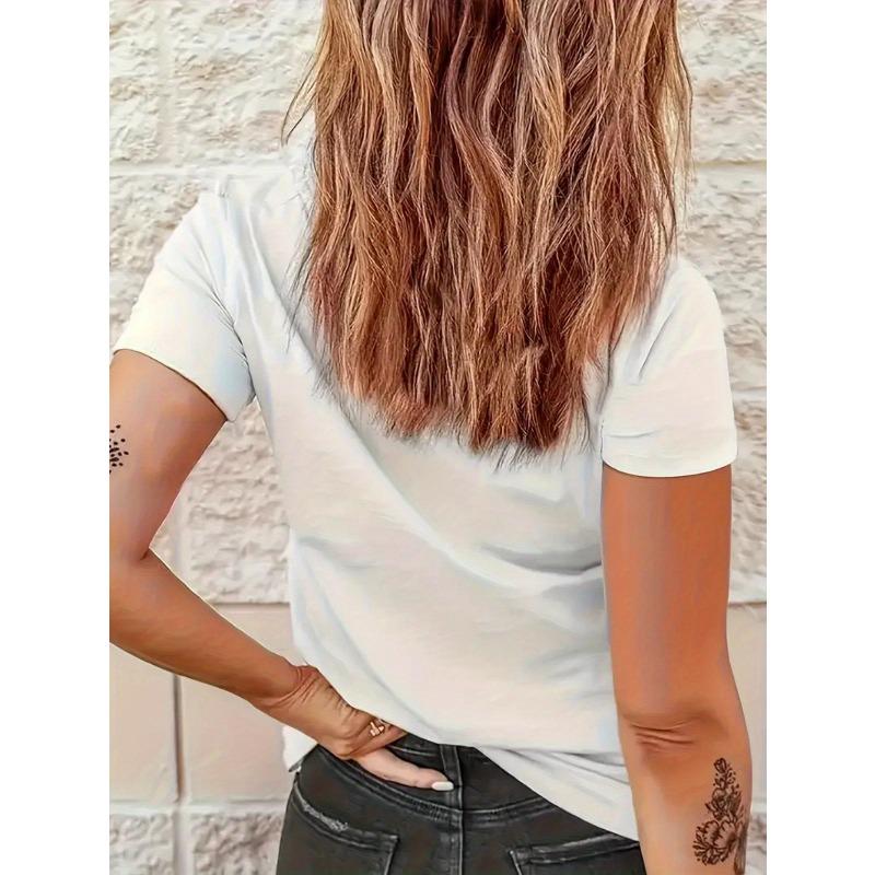 European Size Women's Casual Short-Sleeve T-Shirt-"Simple Line Drawing of Female Figure" Print,Soft Round Neck,Comfortable Top for Spring and Summer,