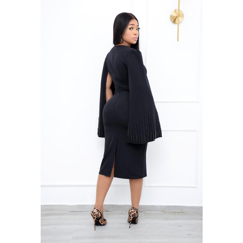 

Женские однотонные платья с накидкой из бисера и закрученной талией