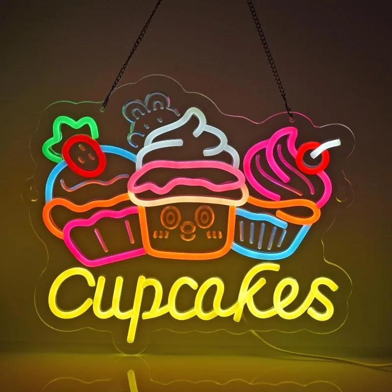 

Cupcake Neon Light Wall Art Decoration, Suitable for Bakery, Cafe, Business Service Home Store/Truck, USB Powered Dimmable