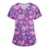 Women's Fashion V-neck Short Sleeve Workwear With Pockets Valentine's Day Printed Tops