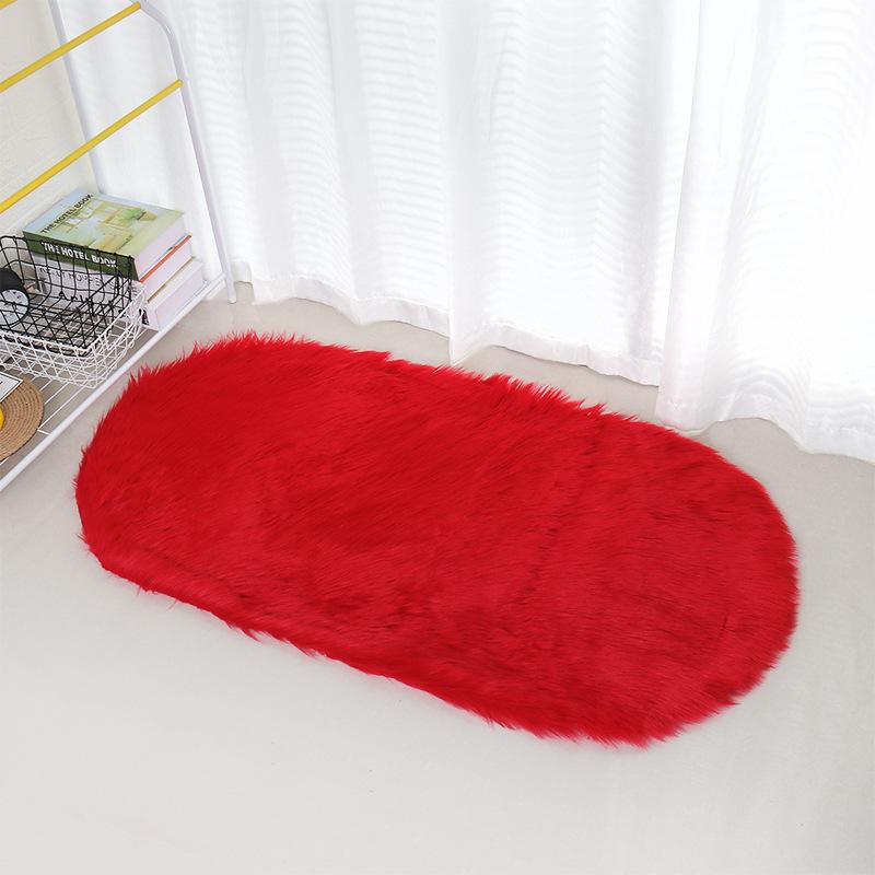 Winter Household Wool Carpet Oval Plush Carpet Coffee Table Living Room Bedroom Bedside Blanket Bay Window Mat