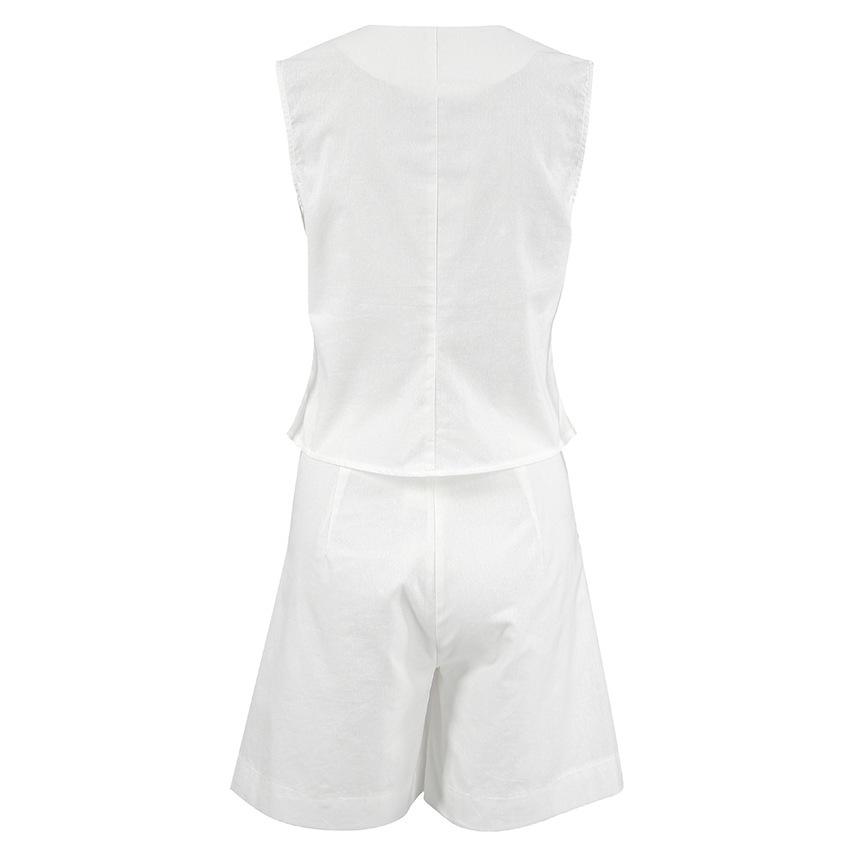 European & American Design Cotton Linen Suit: Women's Summer Casual Sleeveless Vest & Shorts Set