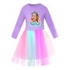 5530 Vestido de Malla con Estampado de Nastya Arco Iris Cuello Redondo para Niñas