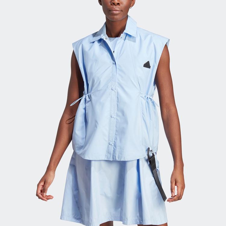 Adidas City Escape Casual Sports Vest With Stand Collar Women Vest Blue IA2138