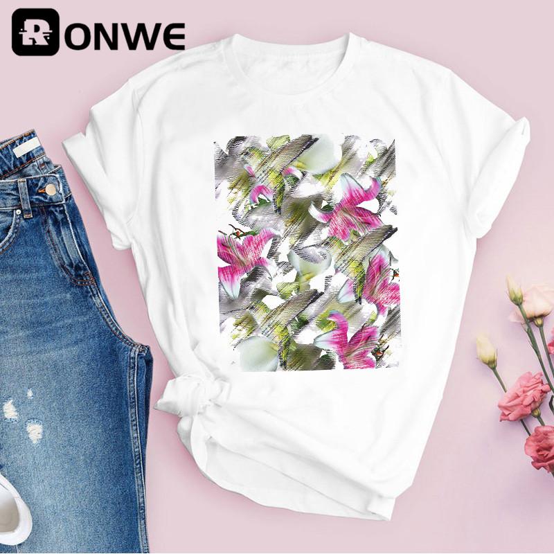 Women Graphic Flower Floral 3D Print T-shirt Girl Funny 90S Print Tops Tee Drop Shipping T-Shirts