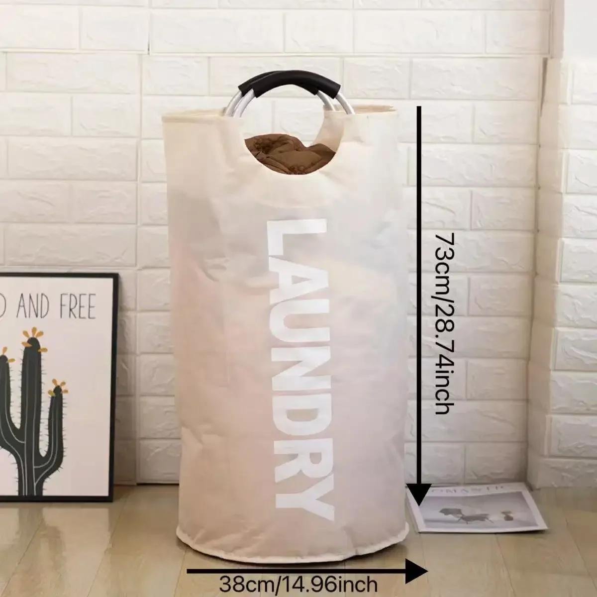 

Большая складная корзина для белья Водонепроницаемые корзины для одежды Тканевый складной органайзер с ручками для переноски в комнате Спальне бежевый