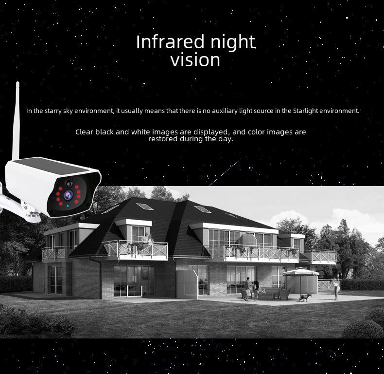 Solar-Powered HD Infrared Night Vision Wireless Outdoor Camera with PIR Thermal Sensing