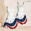 Women Plus Size Off Shoulder Strappy Sleeveless Square Neck Fitted Waist Printed Red White Blue Star Flared Dress