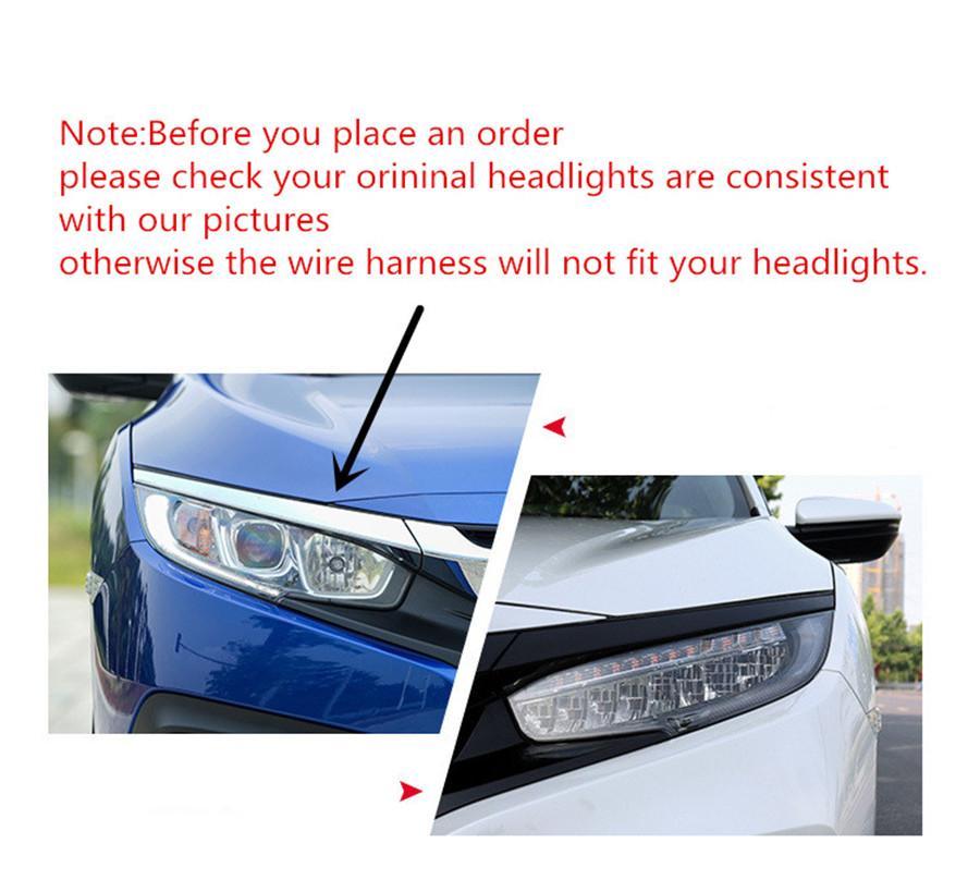Pair Halogen To LED Headlight Adapter Wire Harness For Honda Civic 10th 2016-20