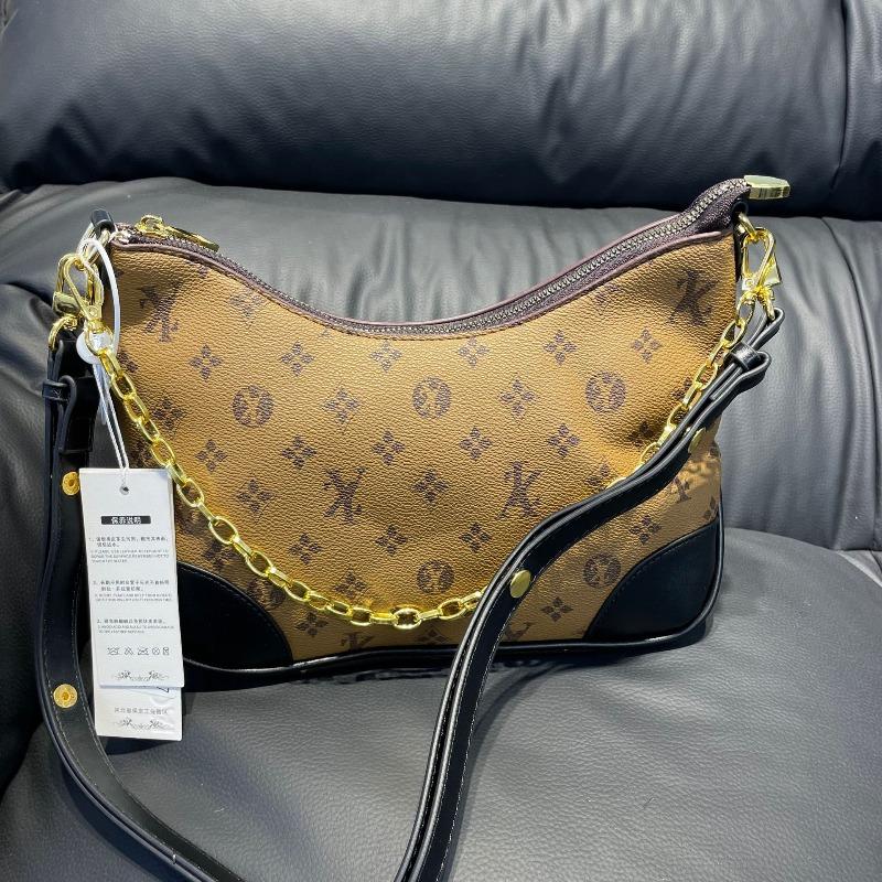 Medieval croissant bag, pea bag, old flower retro printing color matching chain, shoulder underarm bag, classic versatile new model