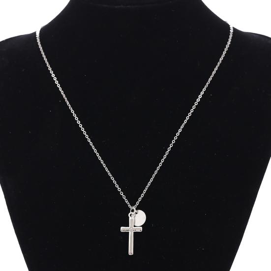 Einfache Kreuz-runde Legierungs-hängende Ketten-Halskette-Frauen-Schmuck-Geschenk