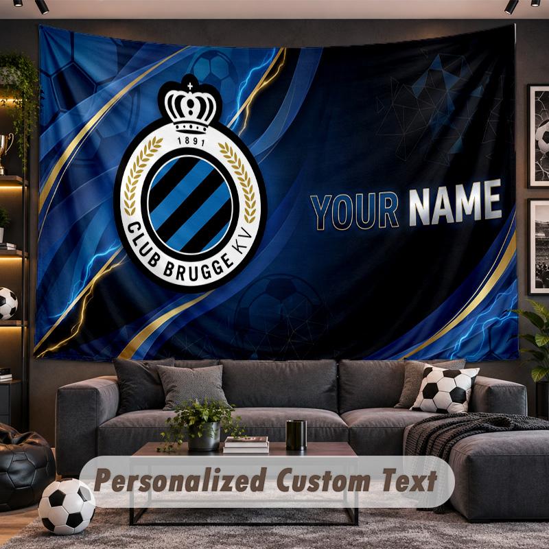 Club Brugge FC Personalized Tapestry Support Custom Name, Wall Art Home Decoration