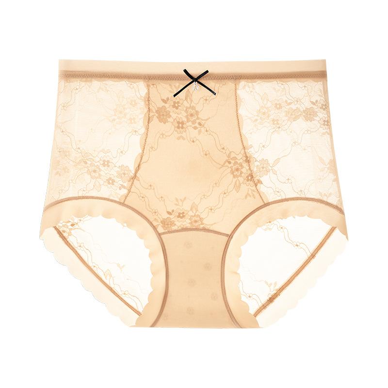 Lady Spring Lace 10A Antibacterial Extended Pure Cotton Crotch Non Trace Abdominal High Waist Triangle Briefs