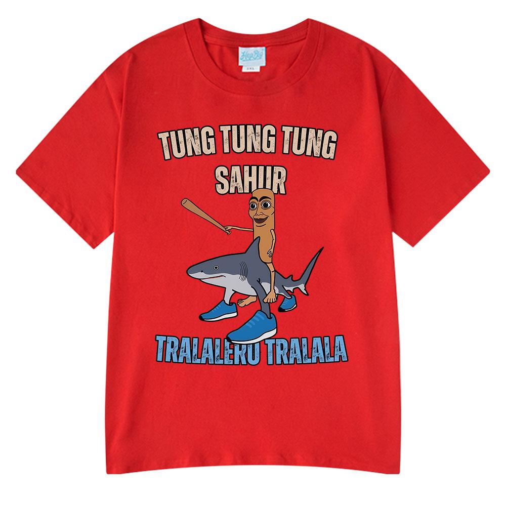 Italian Brainrot Tralalero Tralala Tung Tung Tung Sahur Funny Meme T-shirt Men Women Fashion Loose T Shirts 100% Cotton T-shirts