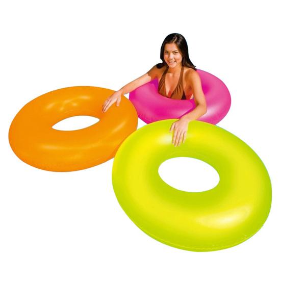 Swimming Ring Inflatable Leakproof Fluorescent Light Neon Light Portable Pool Swim Ring Summer Vacation Water Activities Pool Float