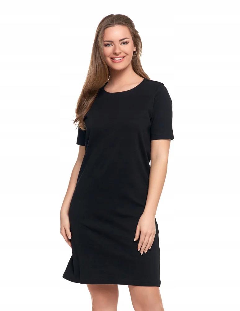 Women's Cotton Dress Short Sleeve Above Knee Comfortable MORAJ S BLACK
