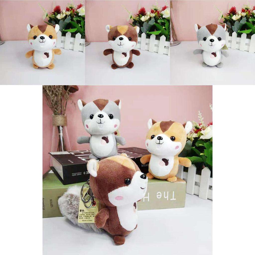 Charming Grey Yellow And Brown Squirrel Plush Keychain Soft Toy For Accessories And Gifts