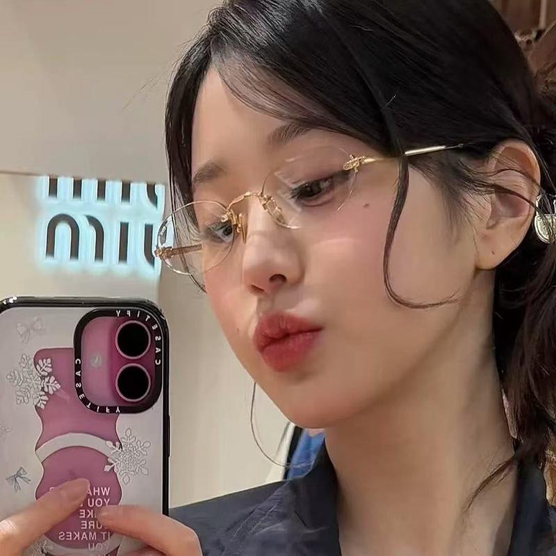 Oval Shape Women Eyeglasses Fashion Stylish Rimless Men Women Frame Glasses Blue Light Blocking Computer Glass