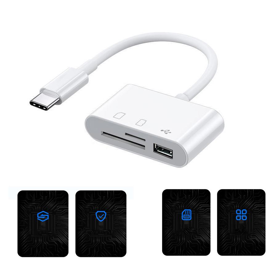 

Новый Картридер 3-в-1 для Мобильного Телефона и Планшета с Кабелем Type-C на USB SD TF
