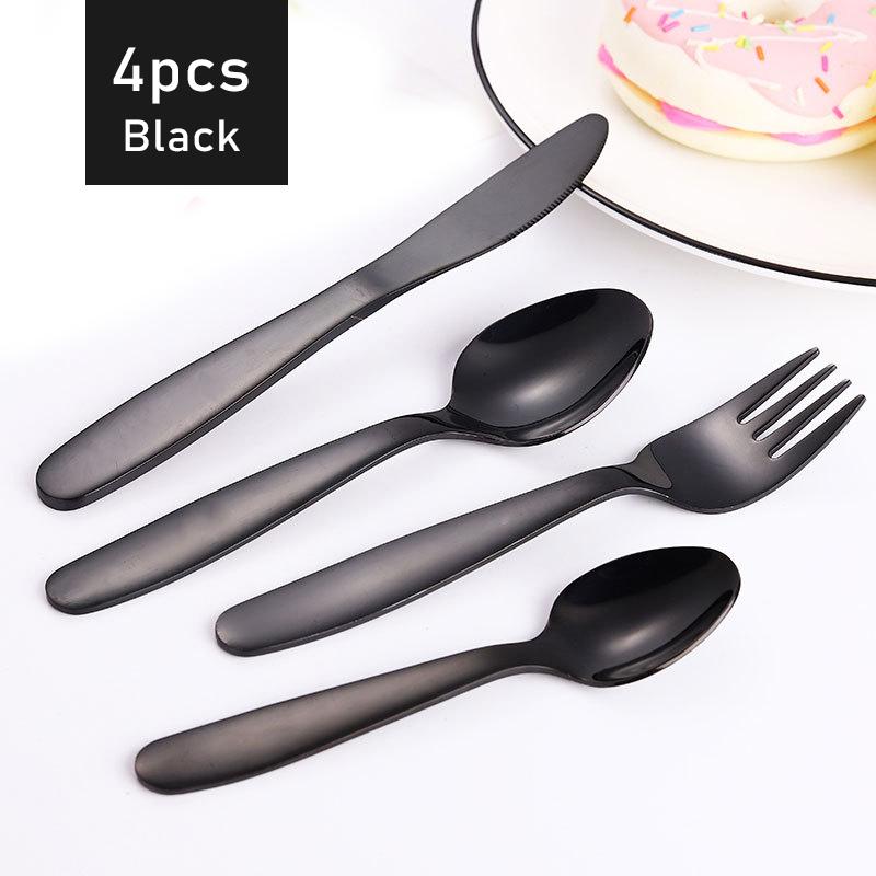 4pcs Western Dinnerware Set Stainless Steel Cutlery Set Fork Knife Spoon Tableware Set Flatware Set Dishwasher Safe Cutlery Set