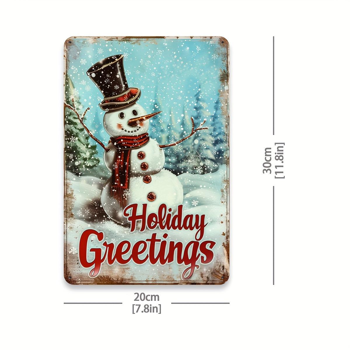 

Snowman Tin Sign x Vintage Christmas Metal Wall Art Retro Iron Plaque for Home Room Office Bar GarageFestive Holiday Decor 20x30cm（7.8x11.8inch）