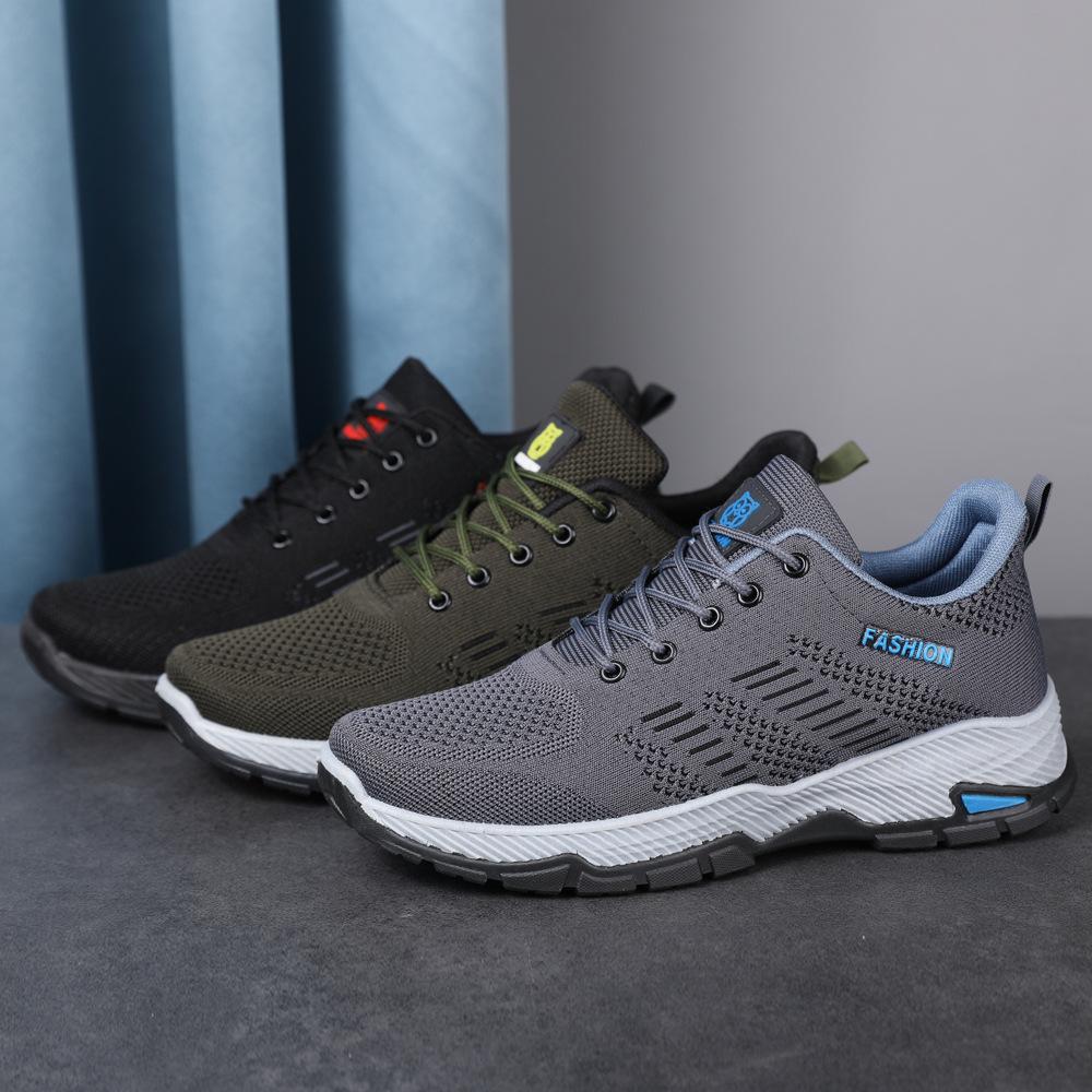 2024 Autumn Knitted Mesh Breathable Fashion Versatile Sports Shoes for Men's Anti Slip and Wear Resistant Running Shoes