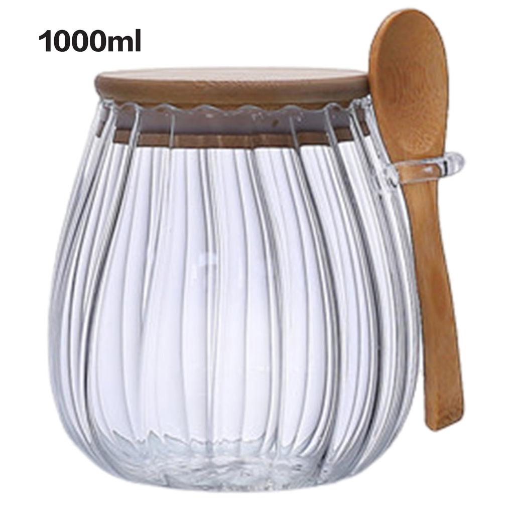 1pc Glass Storage Jars with Airtight Lids Kitchen Coffee Beans Candy Tea Grains Canister Food Containers for Cereal Nuts Cookies
