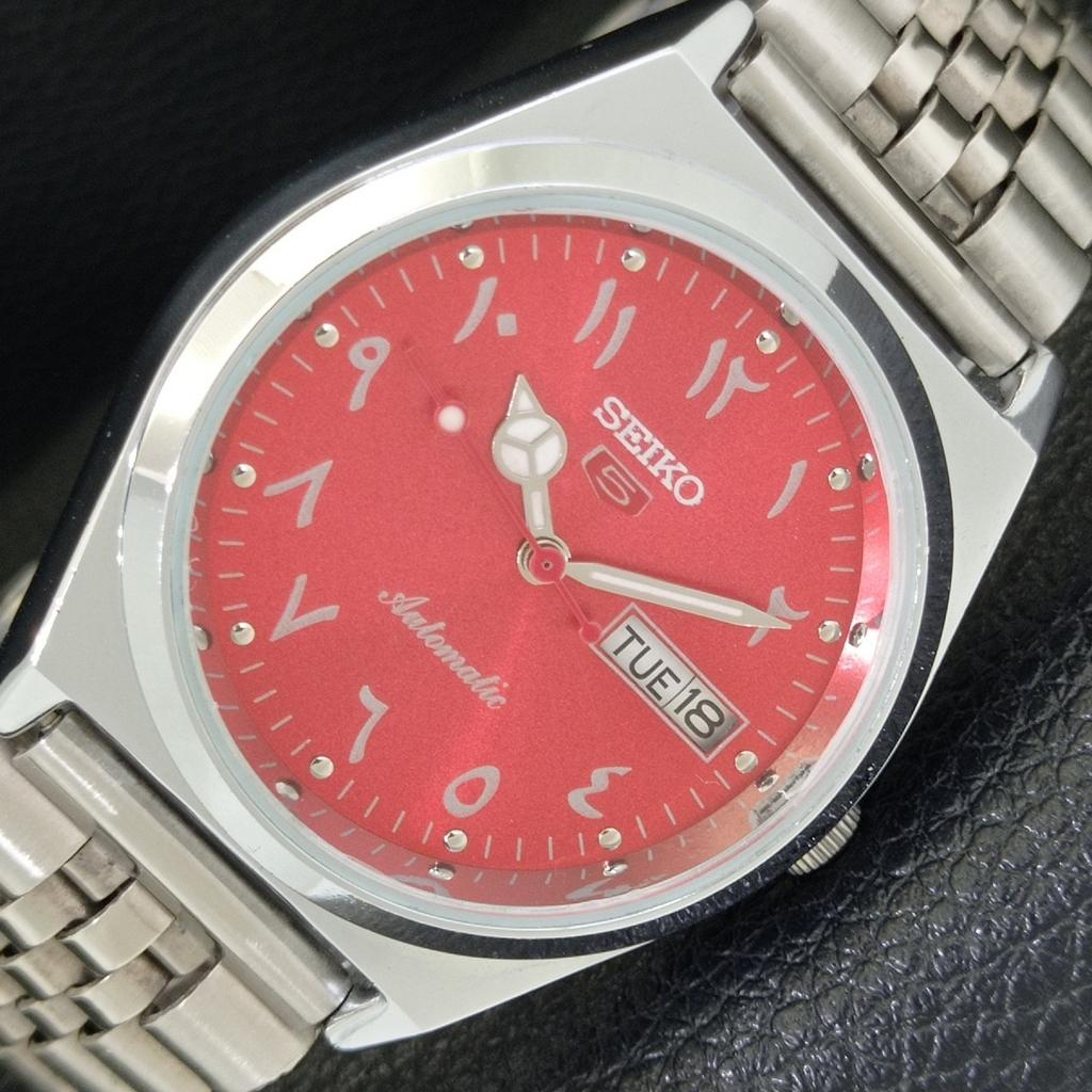 

JAPAN VINTAGE REFURBISHED SEIKO 5 AUTOMATIC 6309A MENS RED DIAL WATCH a441409-5 Sk-a441409