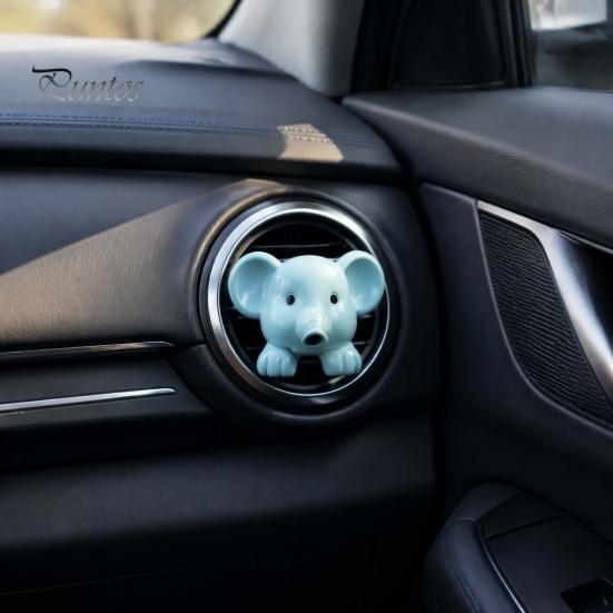 Cute Car Accessories Pet Air Vent Clip, Elephant/Dog/Lamb/Hippo/Penguin Dashboard Small Ornaments Trim Resin Freshener Diffuser for Auto Interior